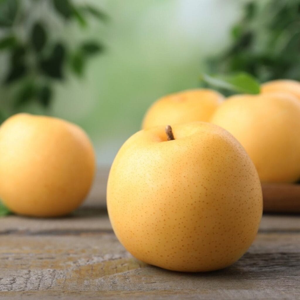 Asian Pears on a Wooden Table