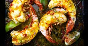 Barbecue Lobster Tail with Lemon Sauce