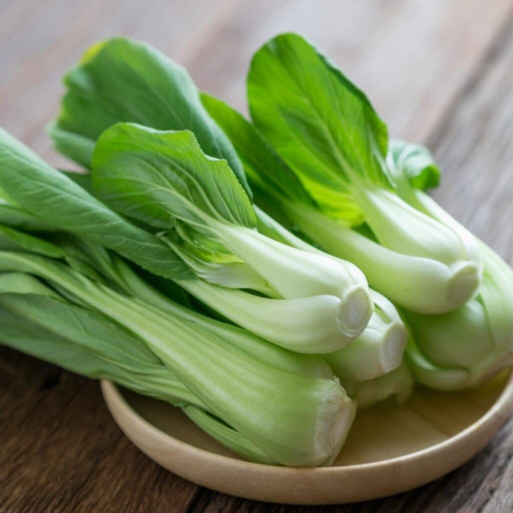 Bok choy Leaves on a Plate