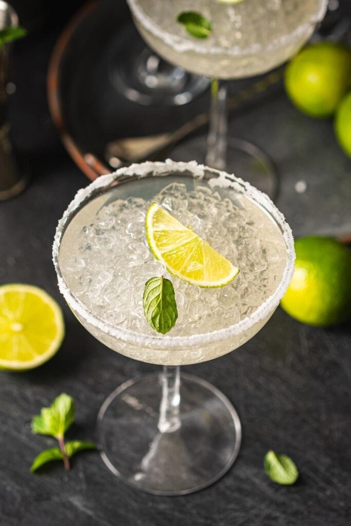 Boozy Margarita Cocktail with Lime and Ice