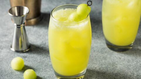 Boozy Melon and Honeydew Cocktail with Lime and Gin in Glass