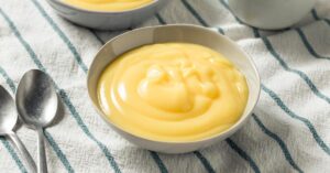 Bowl of Homemade Vanilla Custard Pudding
