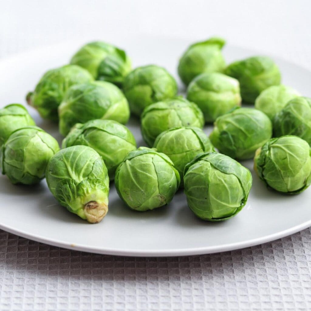 Brussel Sprouts on a White Plate
