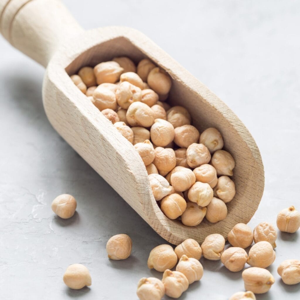 Chickpeas on a Wooden Scooper