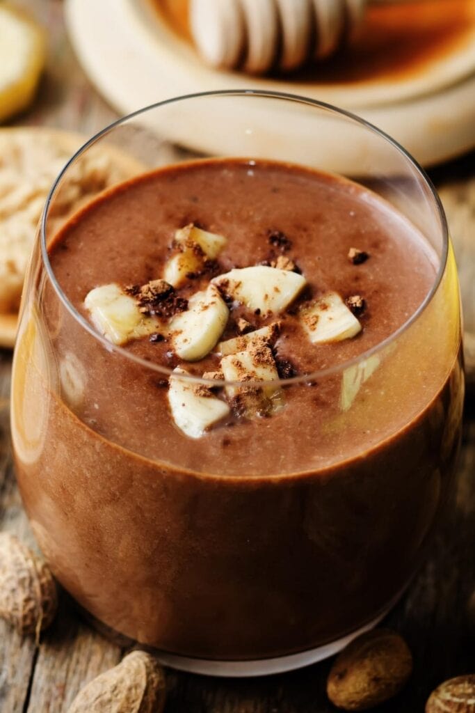 Chocolate Peanut Butter Smoothie in a Glass