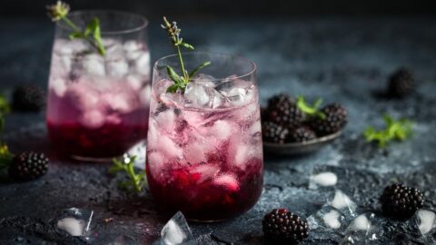 Cold Boozy Blackberry Cocktail with Lavender