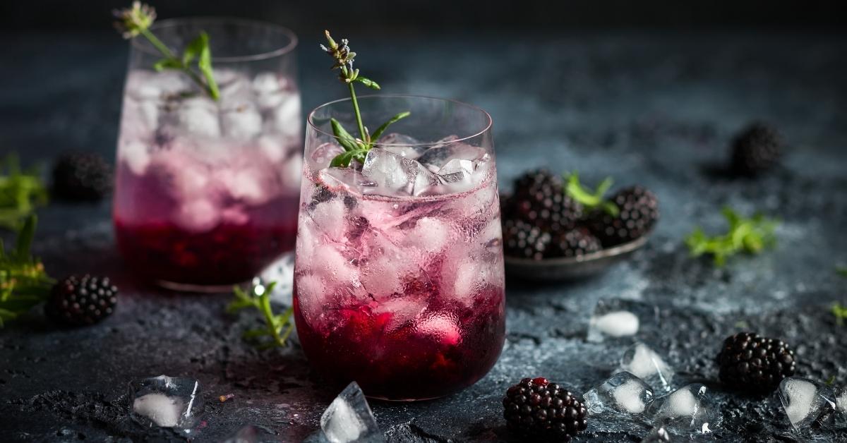 Cold Boozy Blackberry Cocktail with Lavender