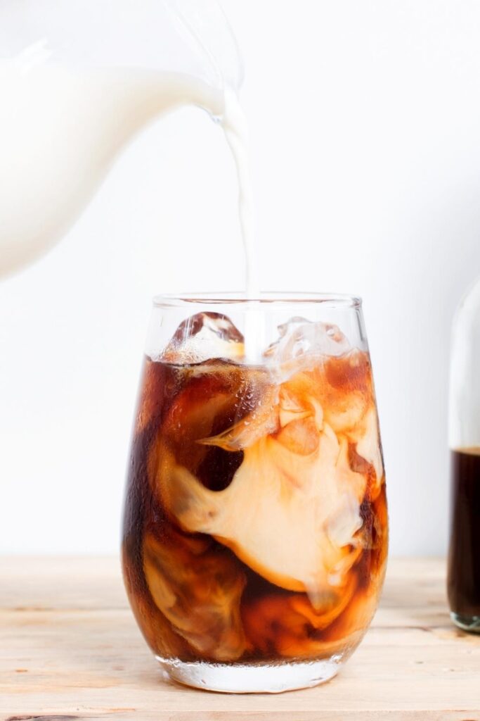 Cold Brew Iced Coffee Poured with Milk