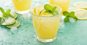 Cold Refreshing Energy Drinks with Lime and Lemon