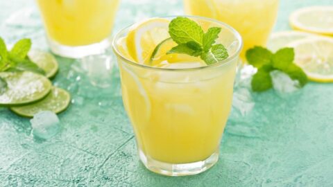 Cold Refreshing Energy Drinks with Lime and Lemon