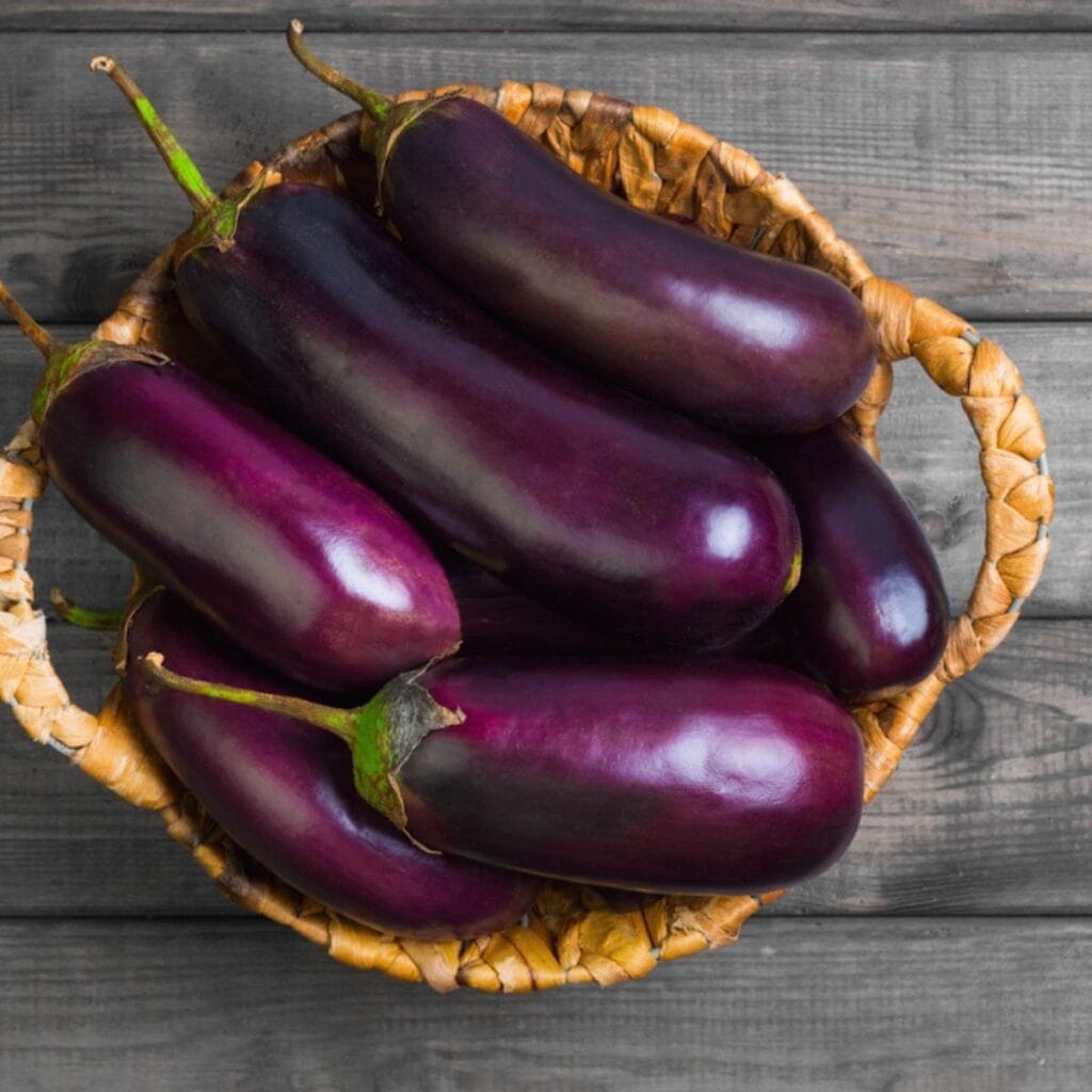 eggplant in basket