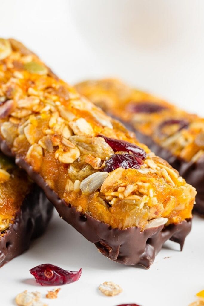 Granola Candy Bar with Dried Fruits and Chocolate