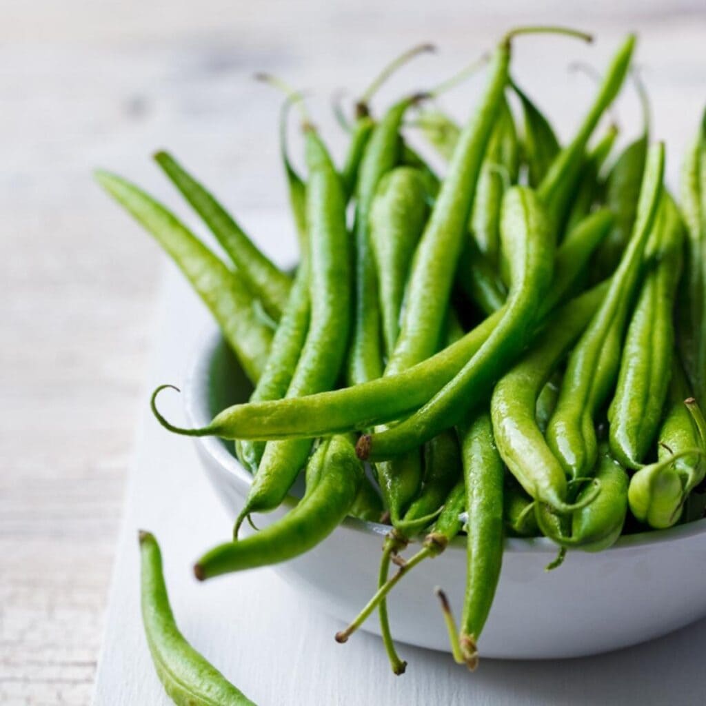 Fresh Green Beans on a White Bowl