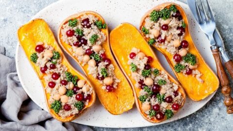 Healthy Butternut Squash with Cranberries, Quinoa and Chickpeas