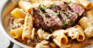 Homemade Beef Steak with Penne Pasta