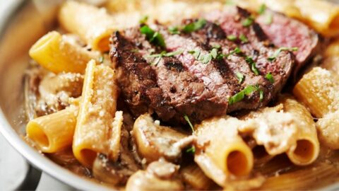 Homemade Beef Steak with Penne Pasta