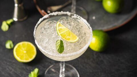 Homemade Boozy Margarita Cocktail with Lime, Ice and Salt