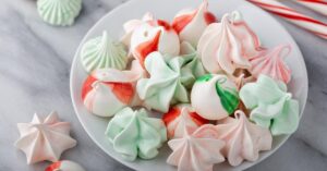 Homemade Colorful Meringues in a White Plate