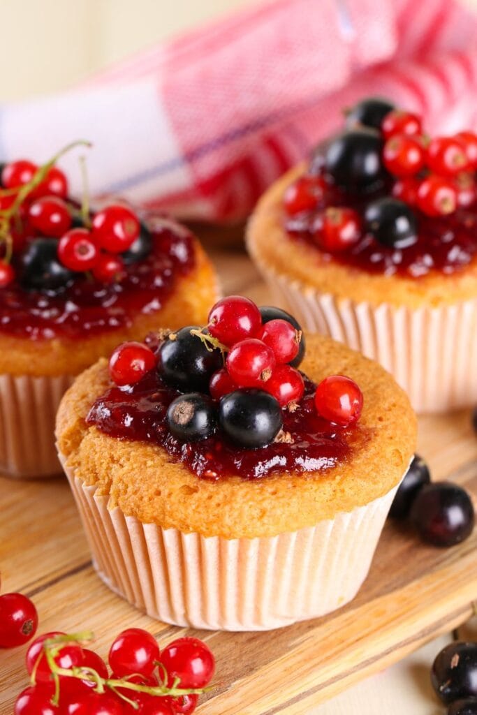 Homemade Cupcakes with Red and Black Currants