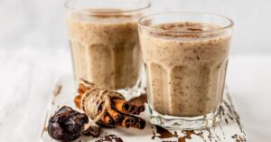 Homemade Date Smoothie with Cinnamon in Glass