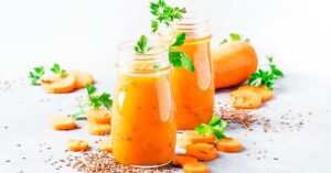 Homemade Fresh and Healthy Carrot Smoothie with Carrot Slices