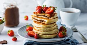 Homemade Nutella Stuffed Pancake with Fresh Strawberries