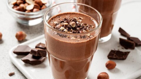Homemade Refreshing Chocolate Shake in Glass