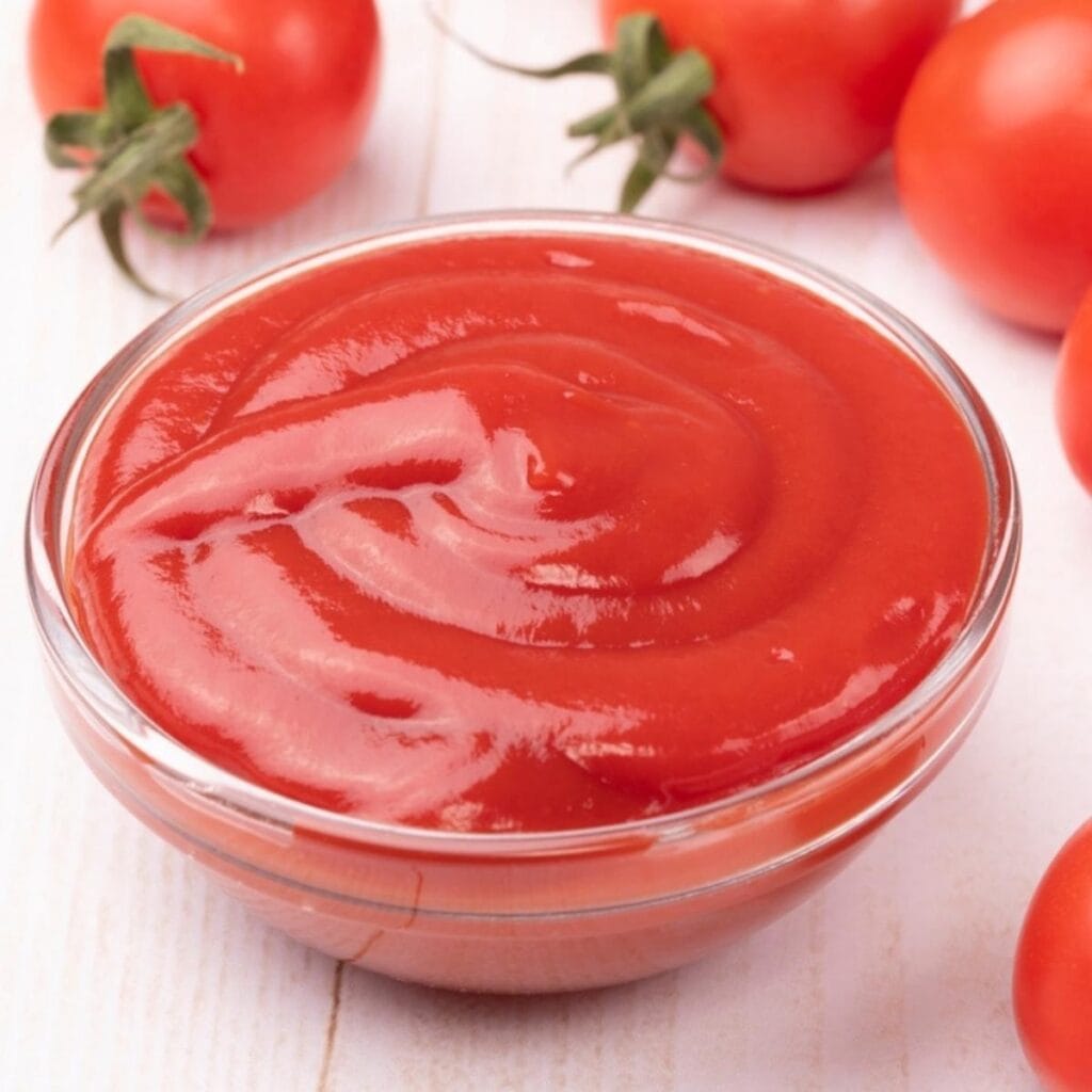 Ketchup on a Glass Dish