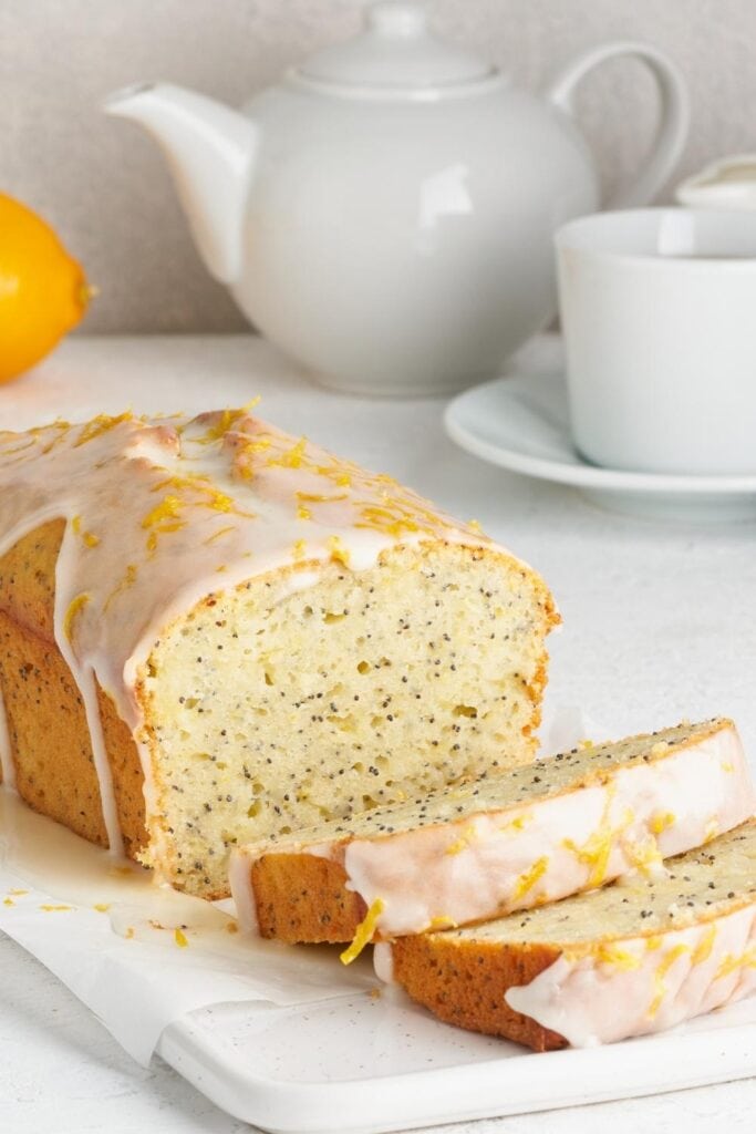 Keto Lemon Bread with Icing and Poppy Seds