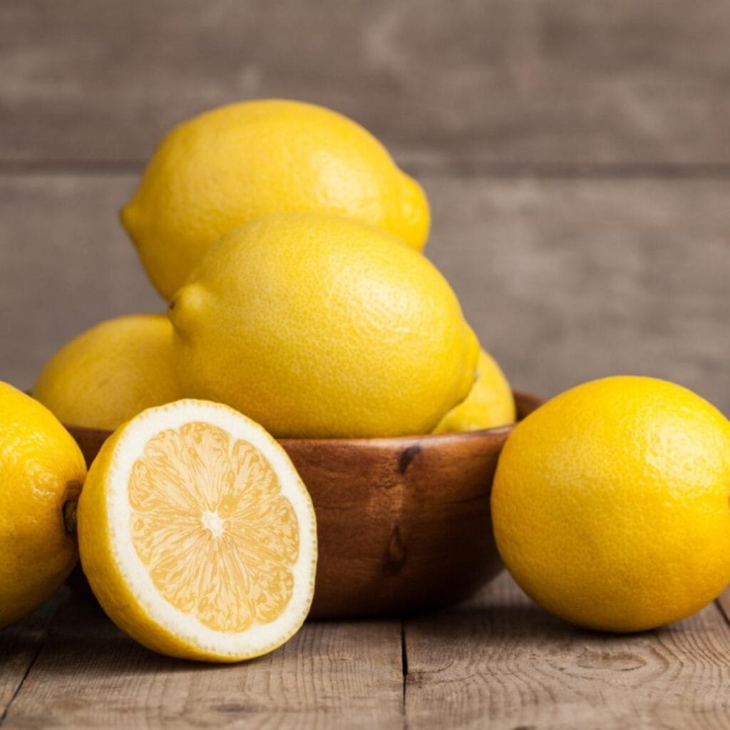 Fresh Lemons on a Wooden Table