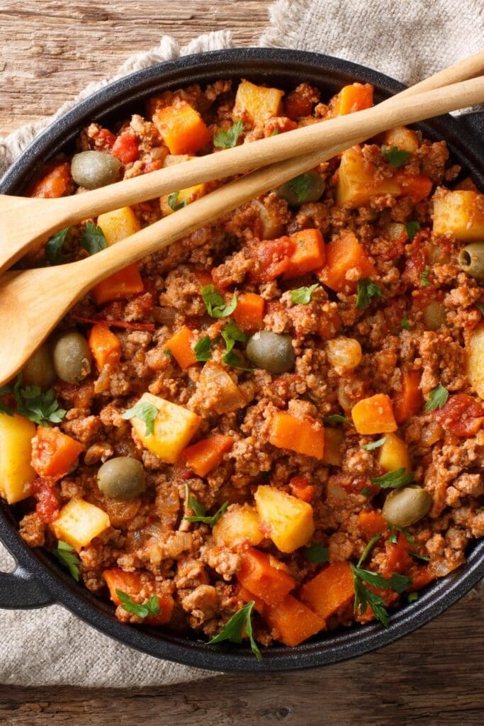 Picadillo with Ground Beef, Carrots and Potatoes