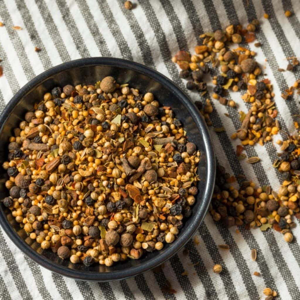 Pickling Spice on a Black Bowl