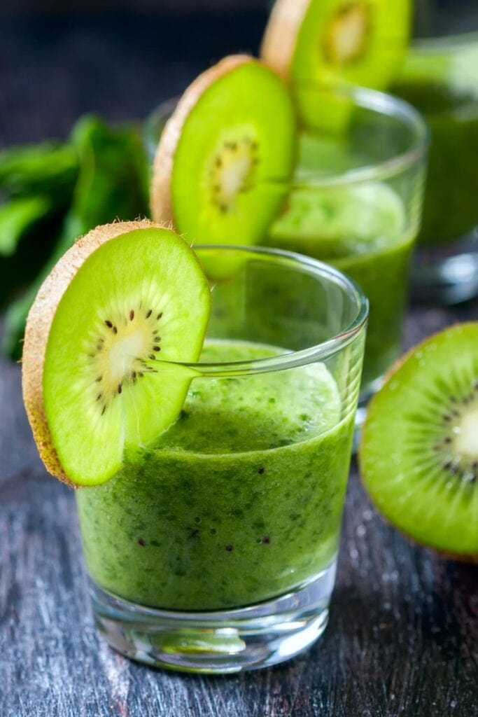 Refreshing Green Kiwi Smoothie in Shot Glass