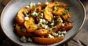 Roasted Hubbarb Squash with Cheese and Herbs