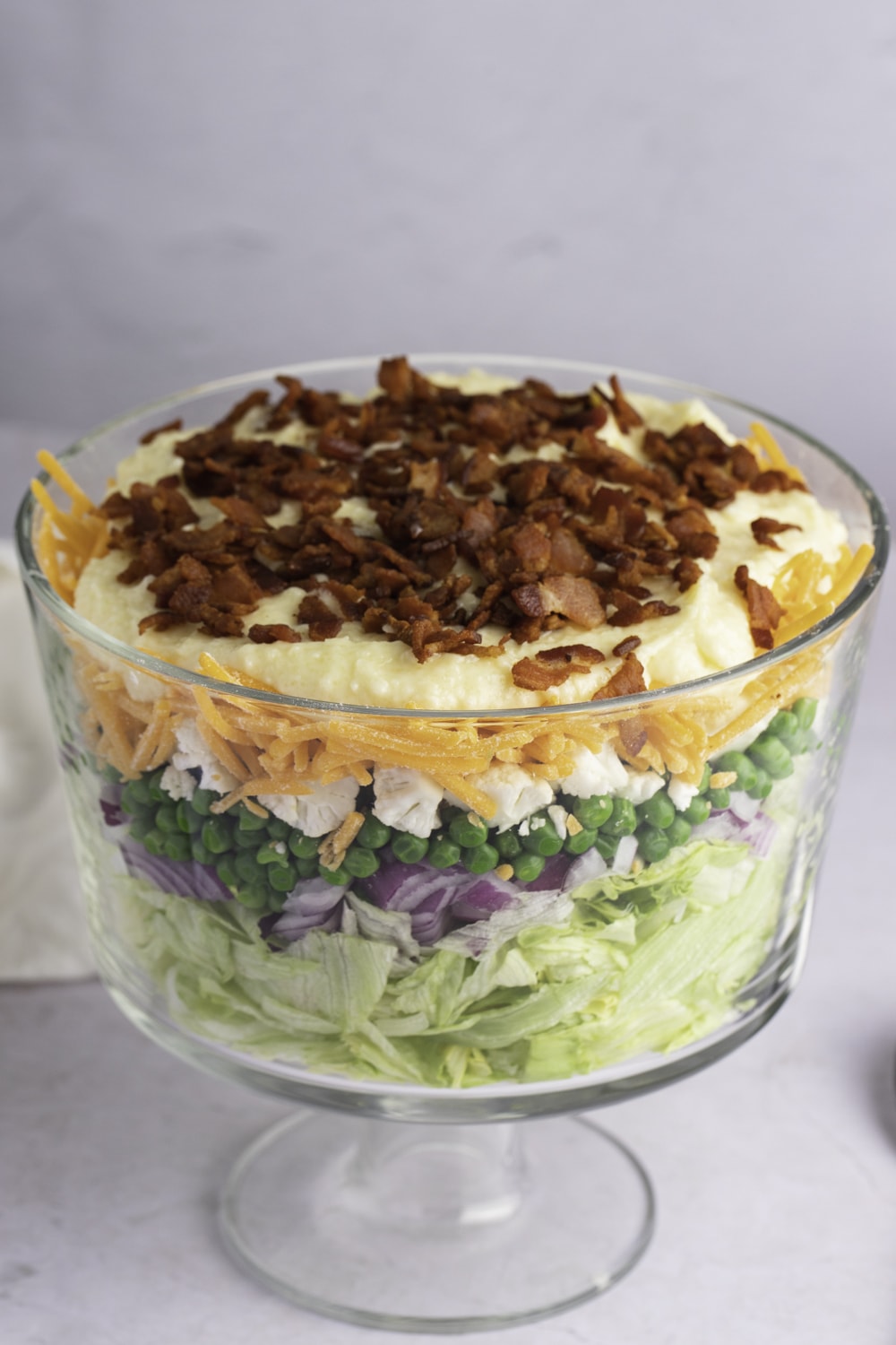 Seven Layer Salad with Bacon Bits on Top