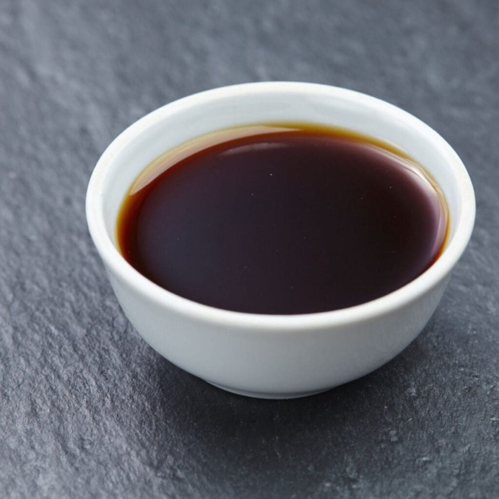 Soy Sauce in a Small White Bowl