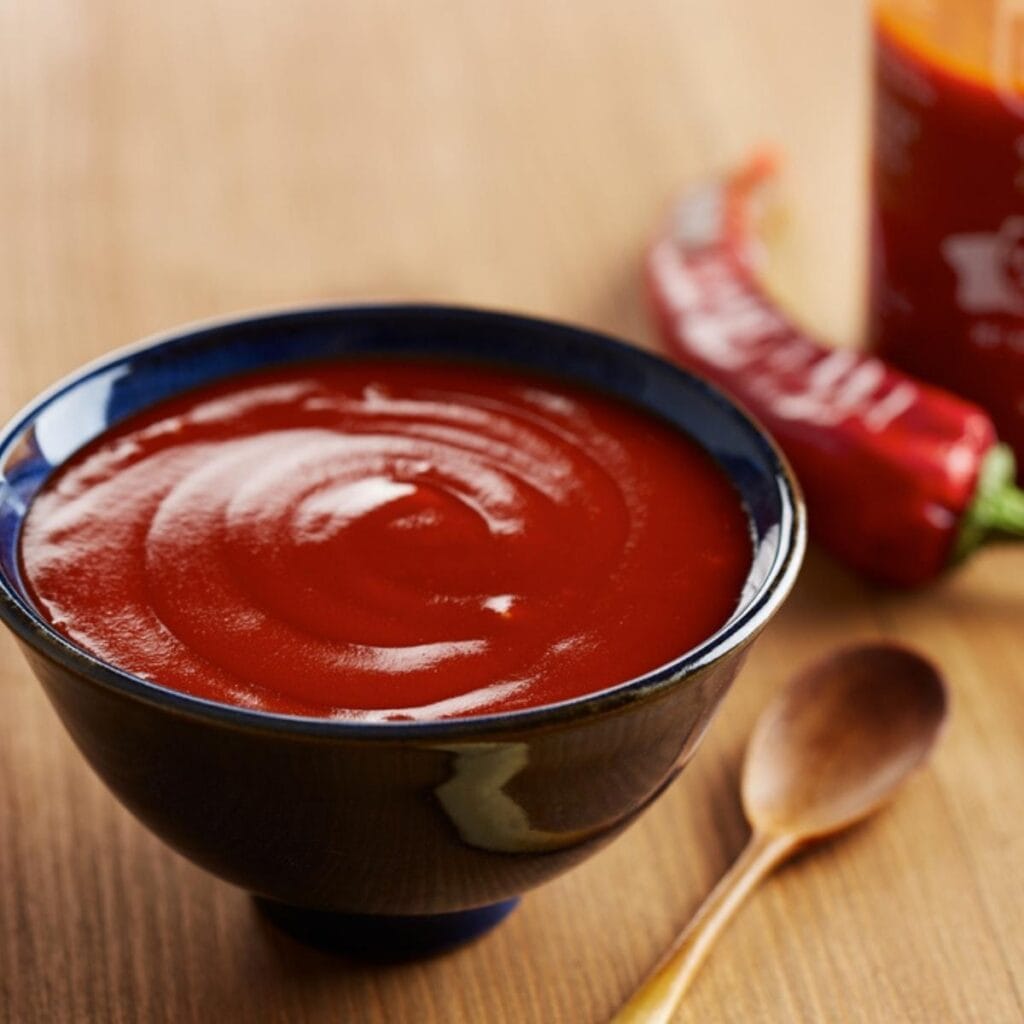 Sriracha Sauce on a Small Dish