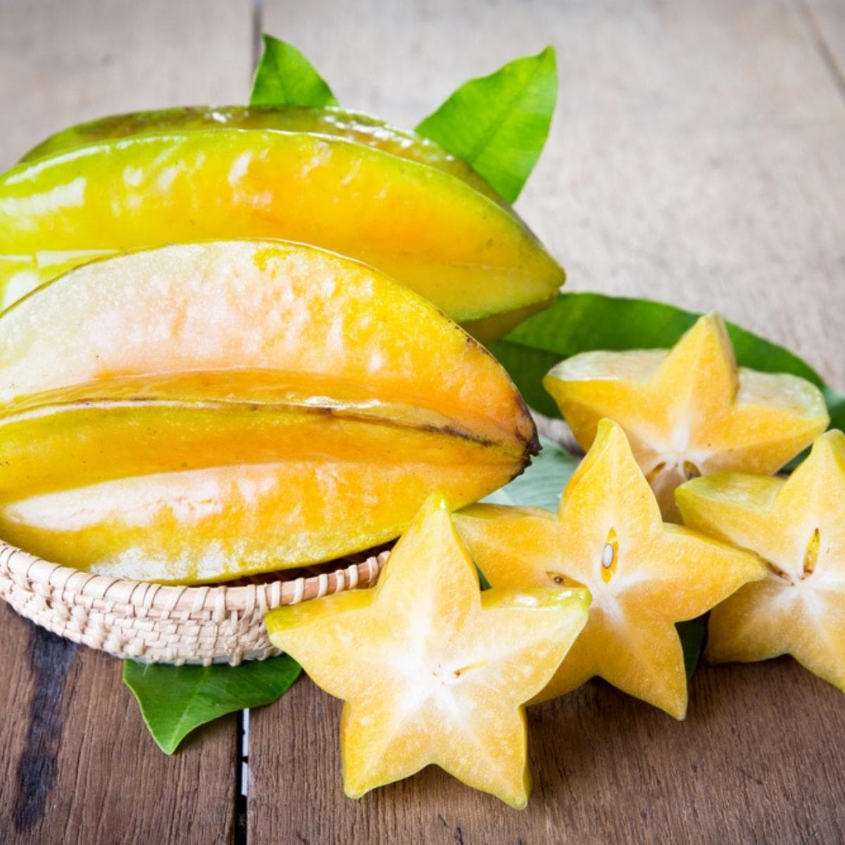 Whole and Sliced Starfruits