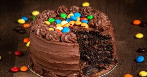 Sweet Homemade Chocolate Cake with M&M's Candies