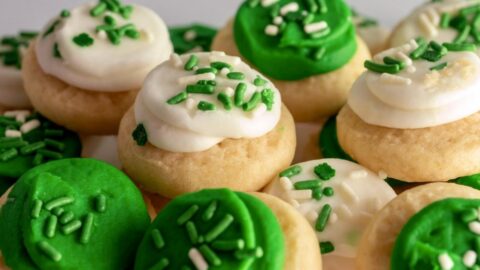 Sweet Homemade St. Patrick's Day Sugar Cookies with White and Green Frosting