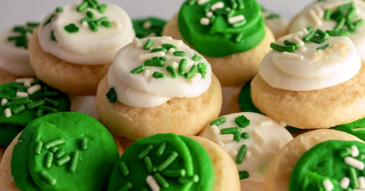 Sweet Homemade St. Patrick's Day Sugar Cookies with White and Green Frosting