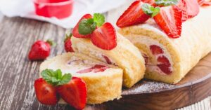 Sweet Strawberry Shortcake Roll with Cream Cheese