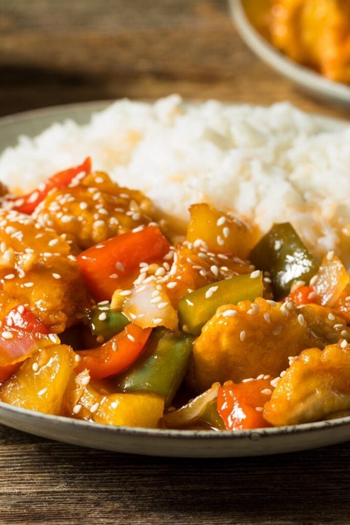 Sweet and Sour Chicken with Peppers and Pineapples