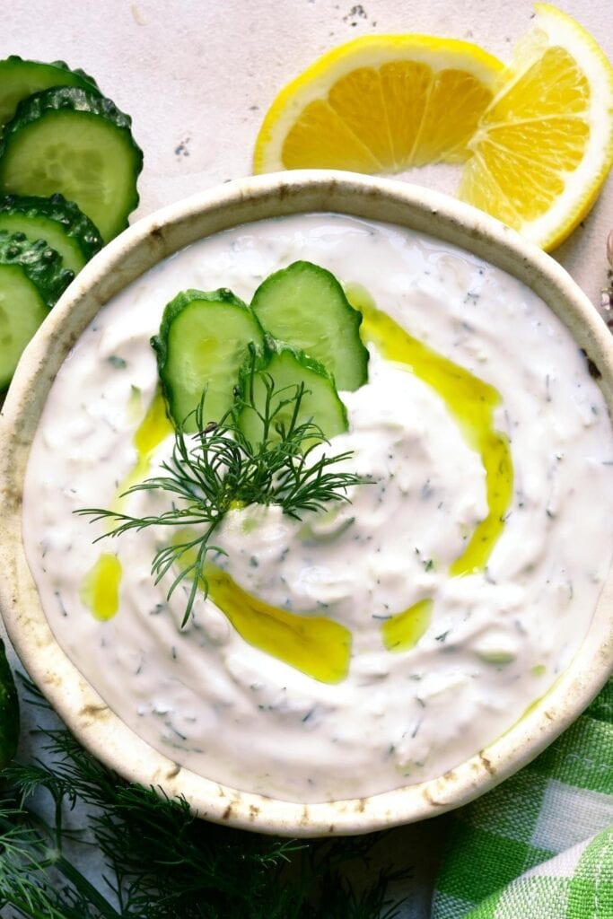 Tzatziki Greek Yogurt Dip with Cucumber and Lemon