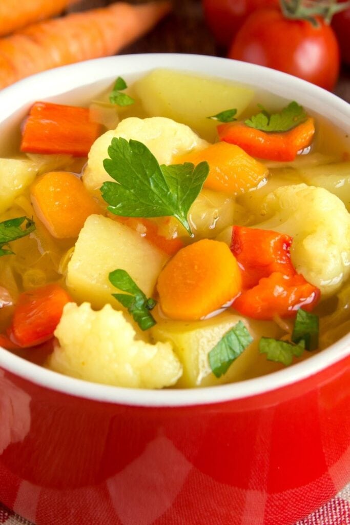 Warm Vegetable Soup with Carrots and Potatoes