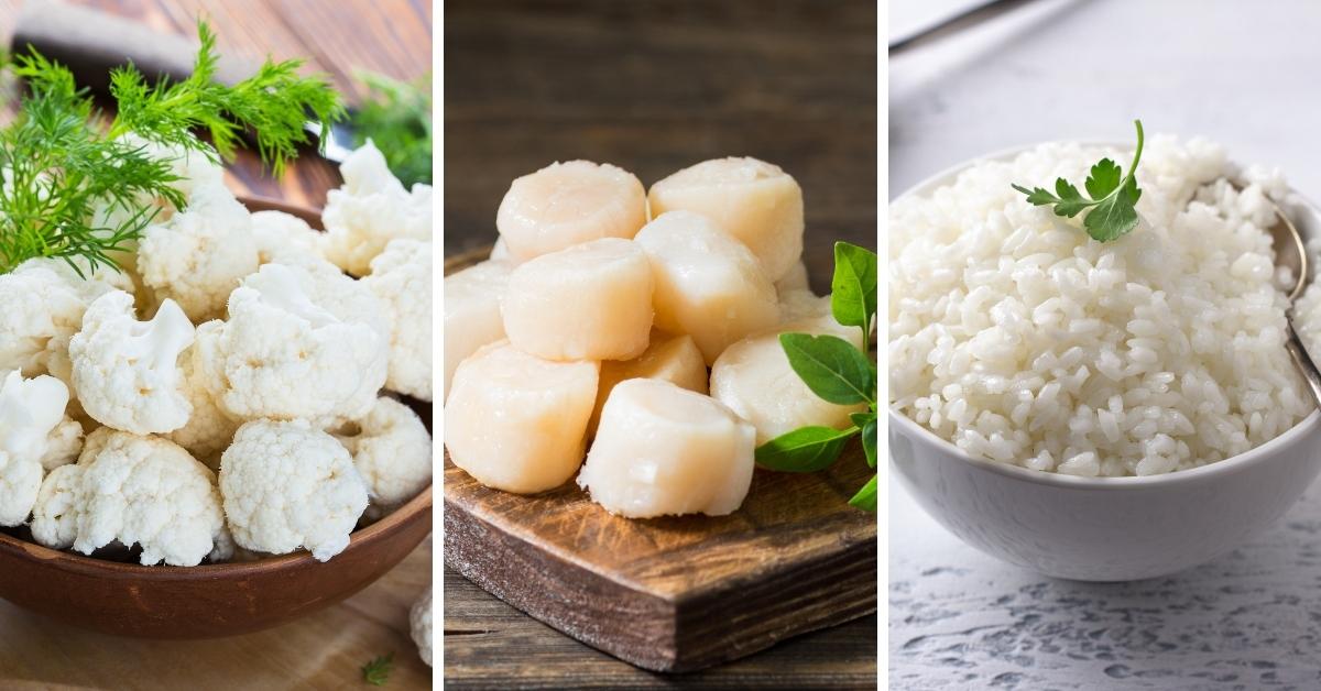 White Foods: Cauliflower, Rice and Scallops