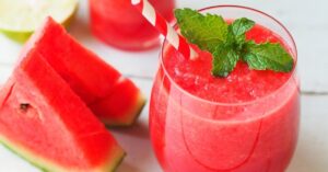 A Glass of Watermelon Smoothie with Fresh Fruits