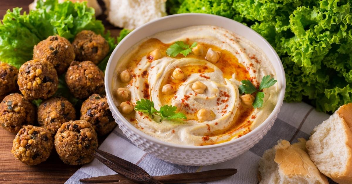 Appetizing Chickpea Hummus in a White Bowl
