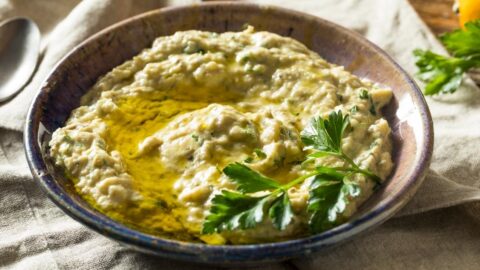 Appetizing Homemade Baba Ganoush with Olive Oil