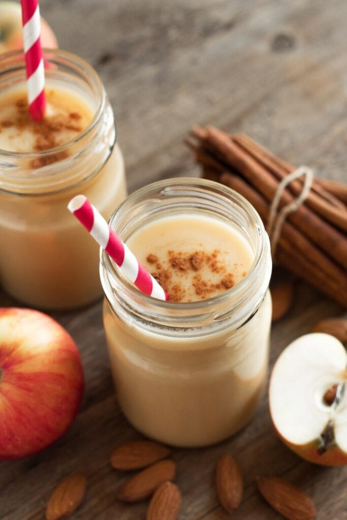 Apple Smoothie with Cinnamon in a Glass Jar